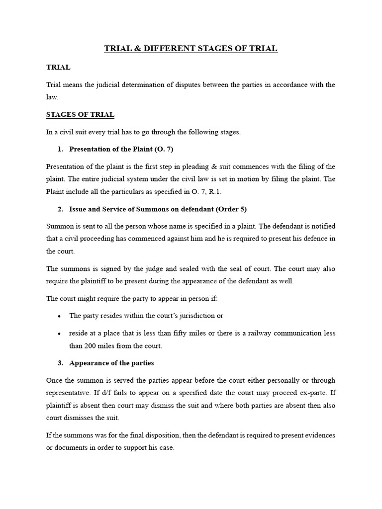 Trial & Its Different Stages | PDF | Lawsuit | Judgment (Law)