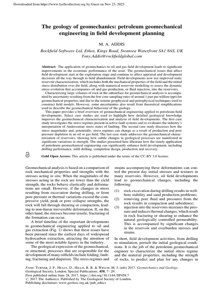 Addis 2017 the geology of geomechanics petroleum geomechanical