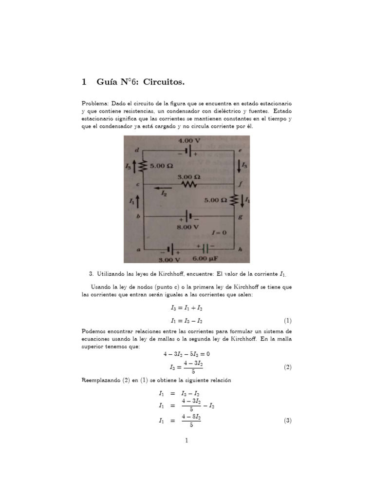 Gu%C3%ADa+N%C2%B06+Circuitos++y+leyes+de+Kirchhoff | PDF | Condensador ...