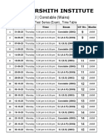 S.I Constable - Main - Exam Time Table