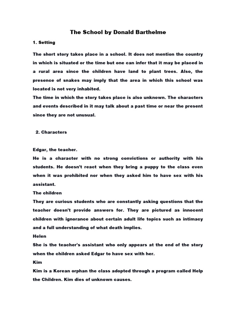 The School by Donald Barthelme | PDF