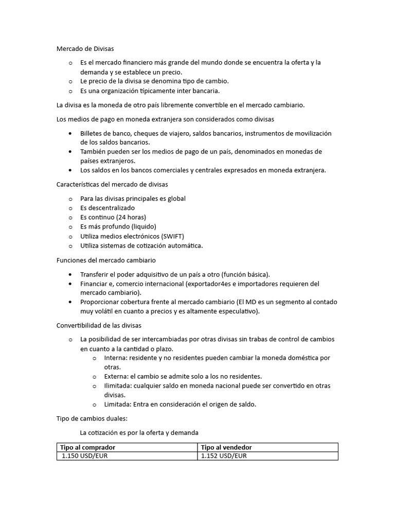 Divisas y Tipos de Cambio en el Mercado | PDF | Tipo de cambio | Moneda