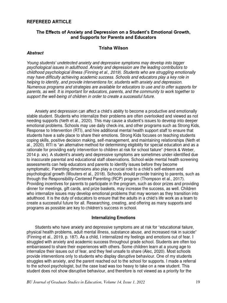 Anxiety and Depression in Students: Support Strategies | PDF | Mental ...