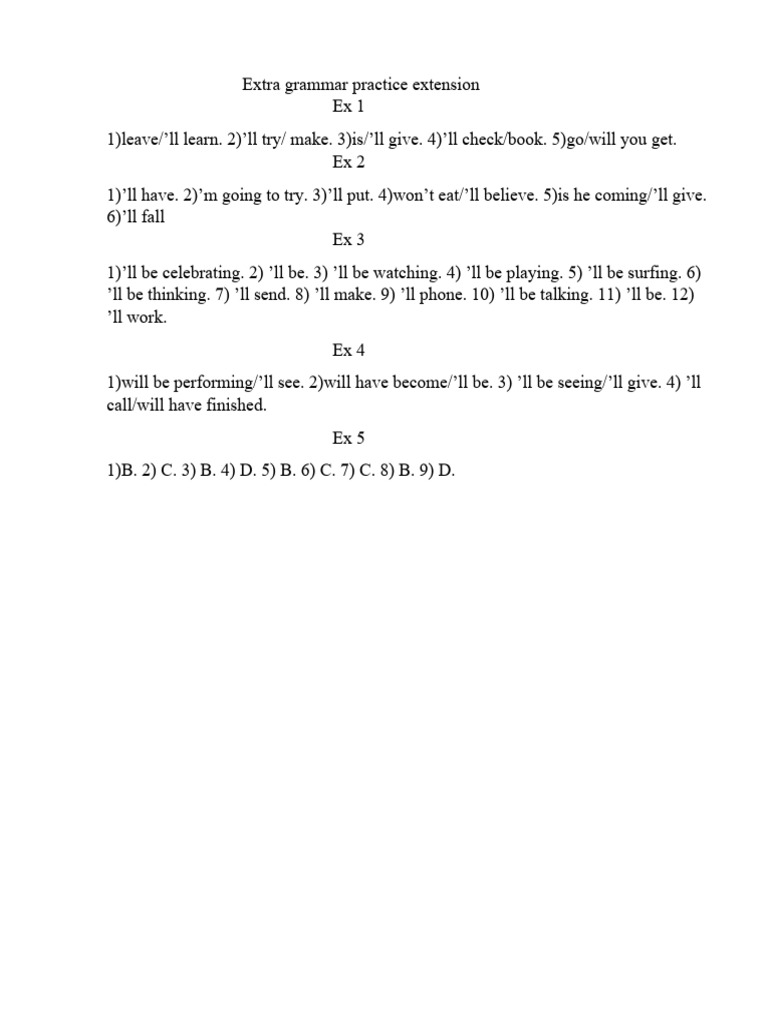 Extra Grammar Practice Exercises | PDF | Home & Garden