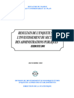 Résultats de L'enquête Sur L'investissement Du Secteur Des Administrations Publiques. Exercice 2001