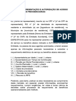 Termo de Representação e Autorização de Acesso A Informações Previdenciárias