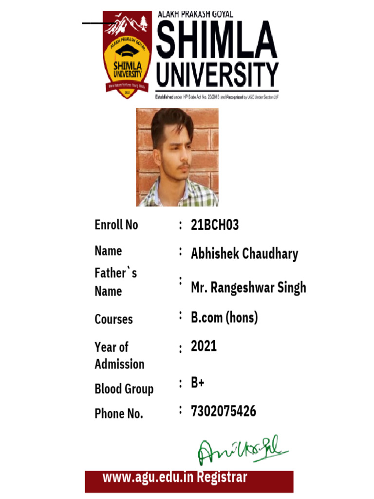 Abhishek Id Card PDF