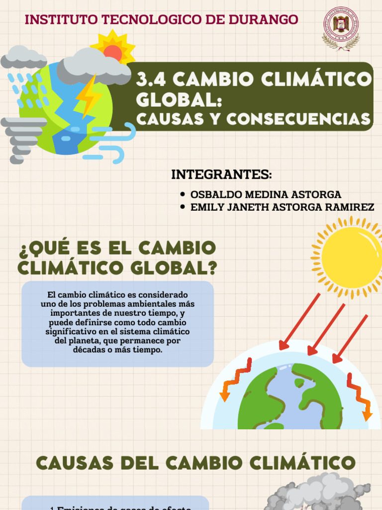 Causas y Consecuencias del Cambio Climático | PDF | Gases de efecto ...