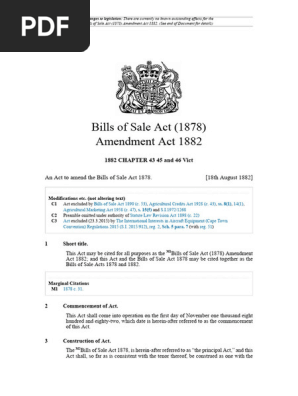 Bills of Sale Act 1878 Amendment Act 1882