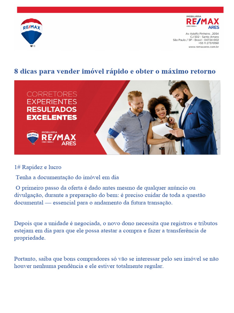 Dicas para Vender Imóvel Rápido | PDF | Negócios