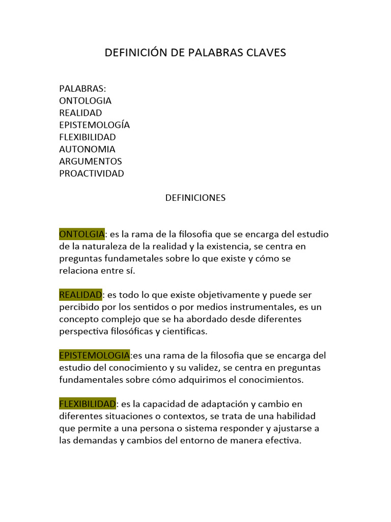 Definición de Palabras Claves PDF