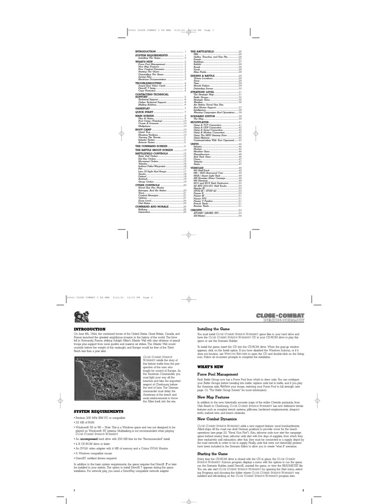 CLOSE COMBAT 5 EX MAN 9/21/01 12:16 PM Page 1 | PDF | Infantry | Wars ...