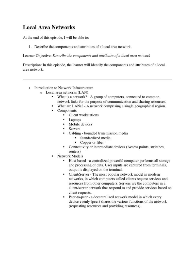 Techskill Netfunda 1 1 1 Local Area Networks PDF