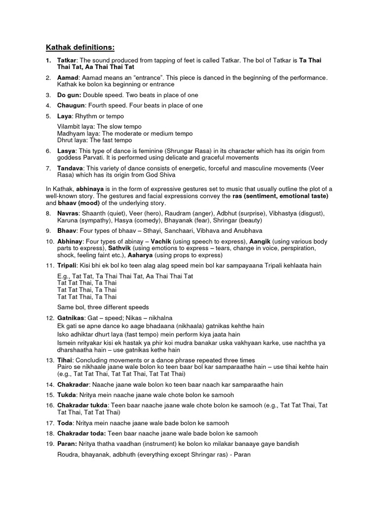 Kathak Pdf Dances Performing Arts