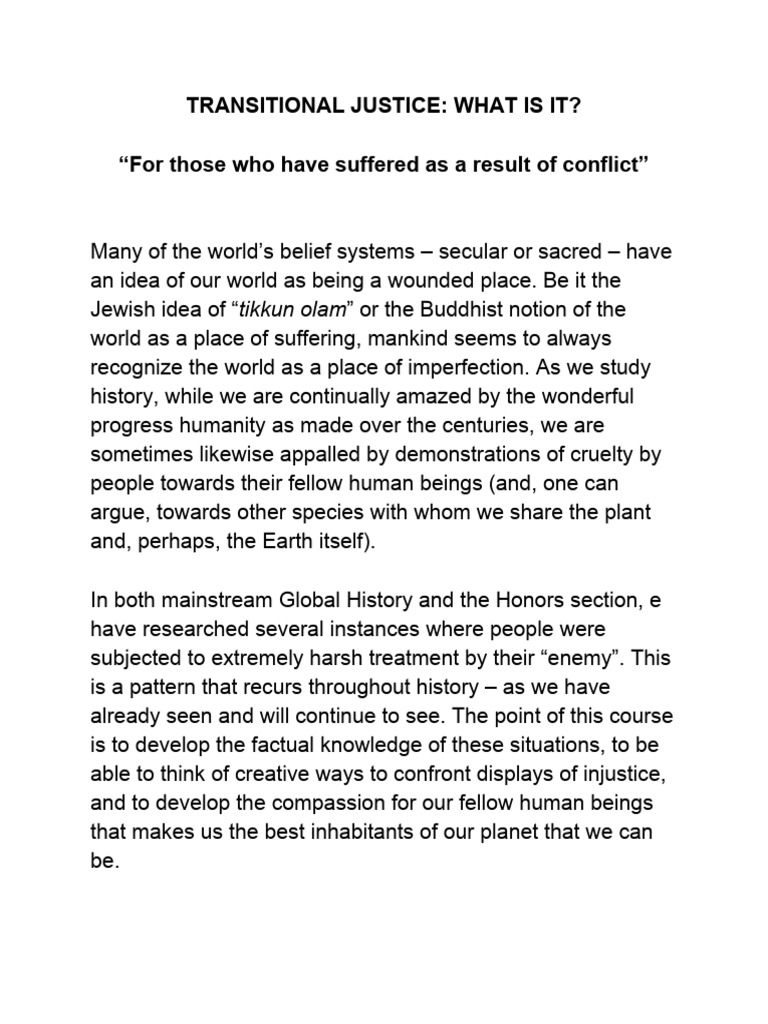 Syllabus - Transitional Justice | PDF | Justice | Crime & Violence
