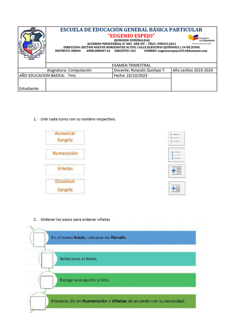 Examen 7mo 2do 5to 9no | PDF | Software | Informática