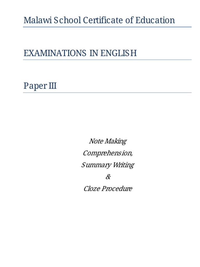 MSCE Note Making Guidelines | PDF