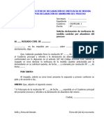 Modelo de Solicitud de Declaración de Ineficacia de Medida Cautelar Por Declaración de Abandono Del Proceso