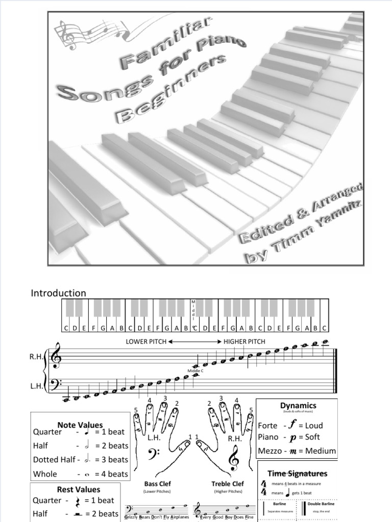 Beginner Piano Lessons and Songs Guide | PDF | Music Theory | Musical Forms