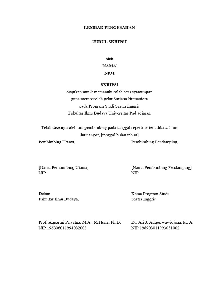 Contoh Lembar Pengesahan Skripsi | PDF