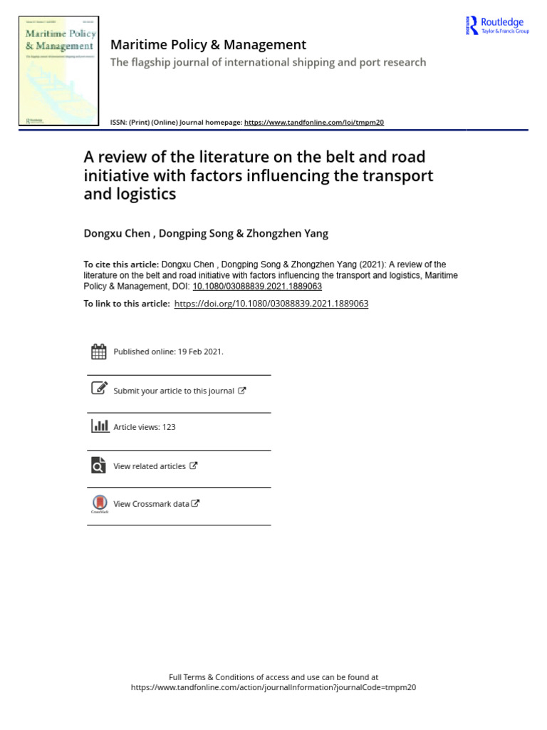A Review of The Literature On The Belt and Road Initiative With Factors