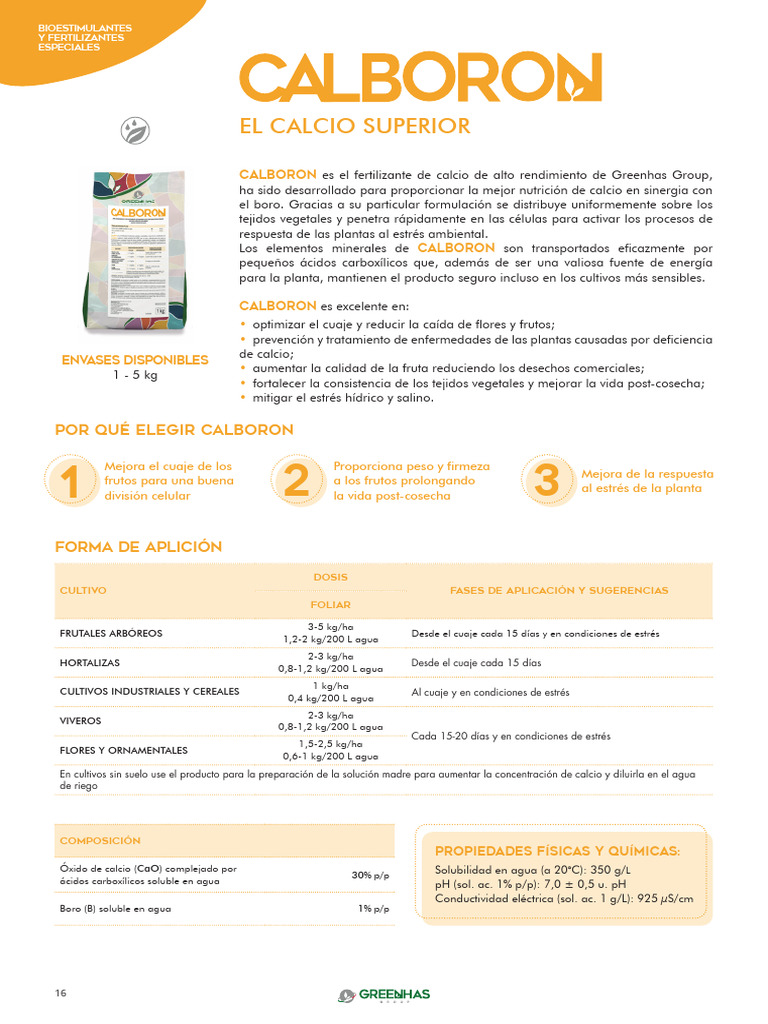 Calboron: Fertilizante de Calcio Eficaz | PDF | Agua | Calcio