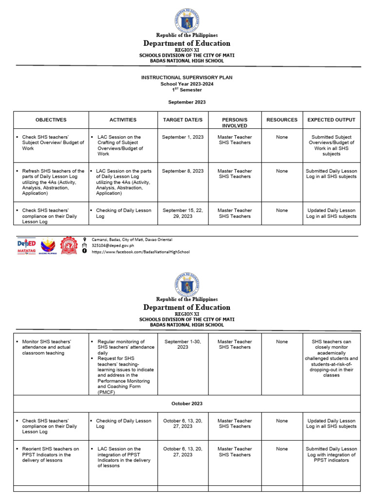 Sample Instructional Plan