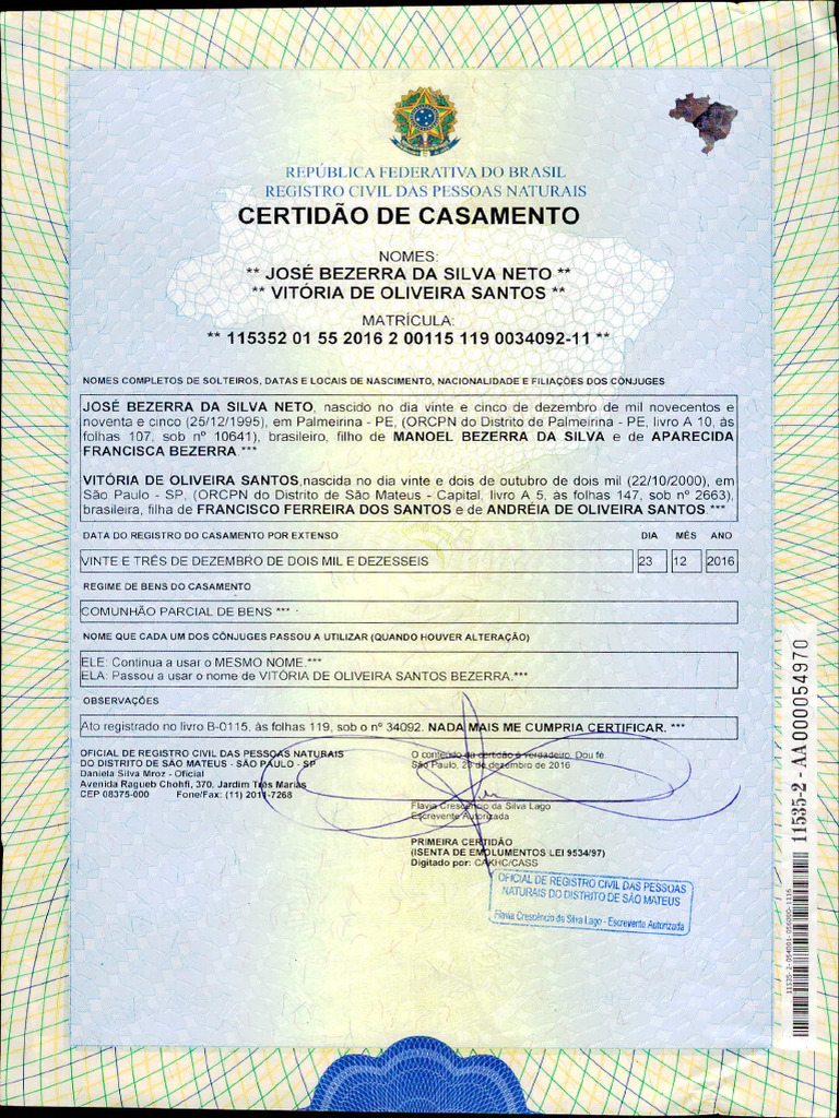 Certidão De Casamento Pdf