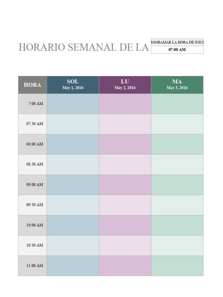 Weekly College Schedule Template V1 ES | PDF