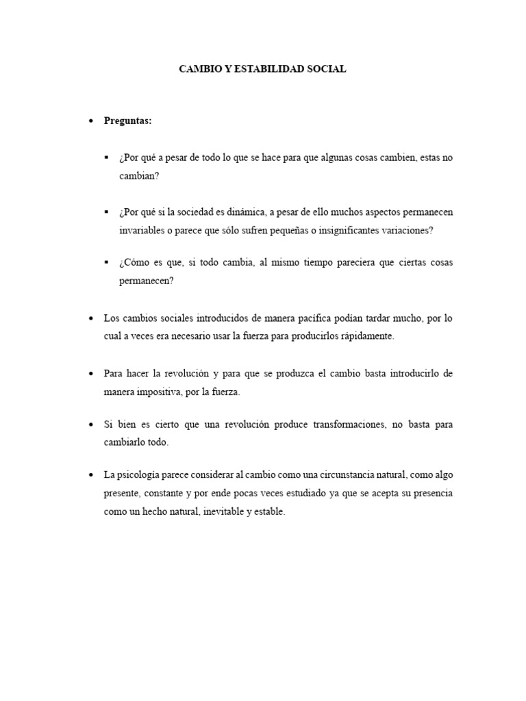 Cambio y Estabilidad en la Sociedad | PDF | Comportamiento | Violencia