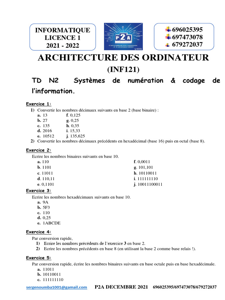 Conversion des Nombres en Bases Numériques | PDF | Mathématiques | Nombre