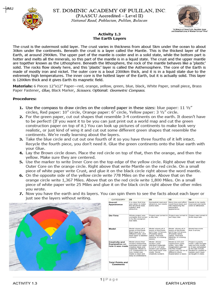 Earth Layers Activity Guide | PDF | Earth | Planets Of The Solar System