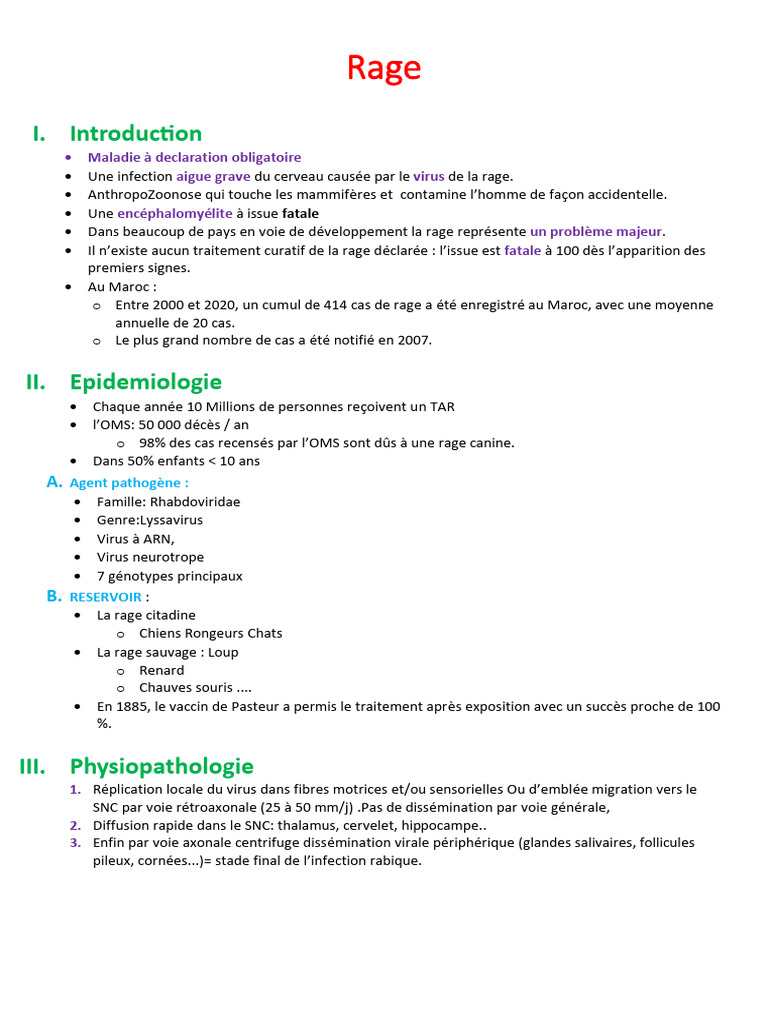 Physiopathologie de la rage | PDF | Rage (maladie) | Épidémiologie