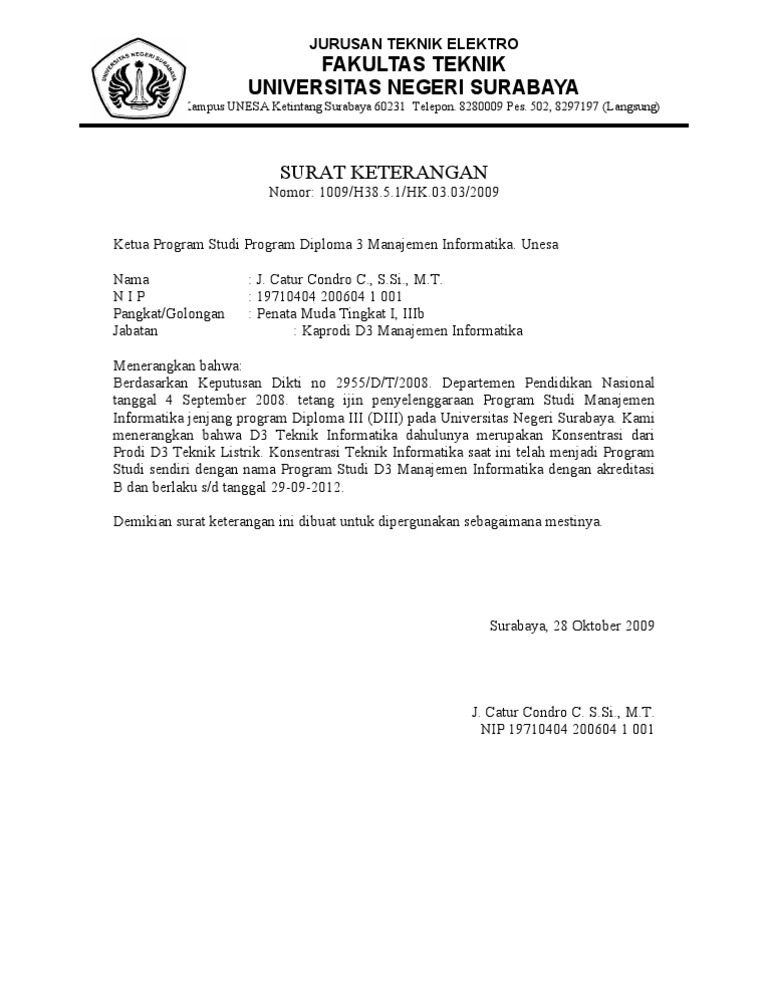 Contoh Surat Keterangan Akreditasi Jurusan Ekonomi Accounting Surat - Riset