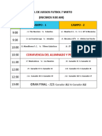 Rol de Juegos Futbol 7 Mixto (INICIMOS 9:00 AM) : Convivencia Del Alumnado Y Personal Del Pe