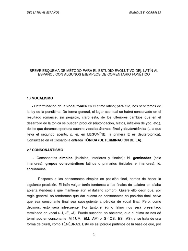 Evolución del Latín al Español | PDF | latín | Sílaba