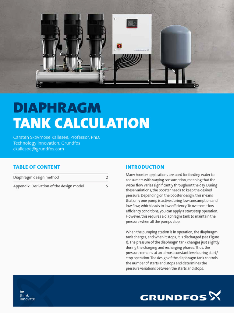 Grundfosliterature6859247 Diaphragm Tank Calculation PDF Pump Gases