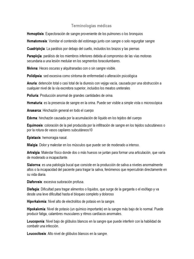 Terminologías medicas | PDF | Sangre | Abdomen