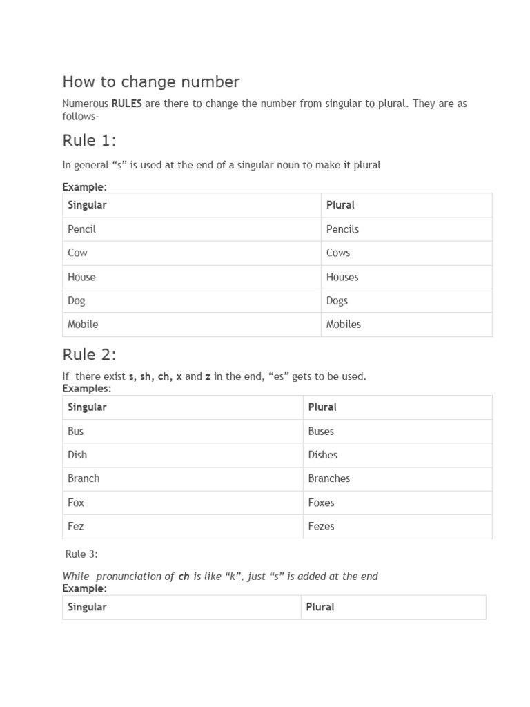 How To Change Number | PDF | Plural | Grammatical Number