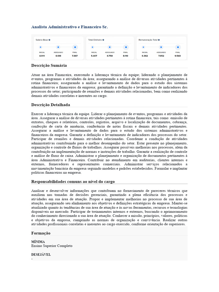 Funções do Analista Administrativo Financeiro | PDF | Planejamento ...