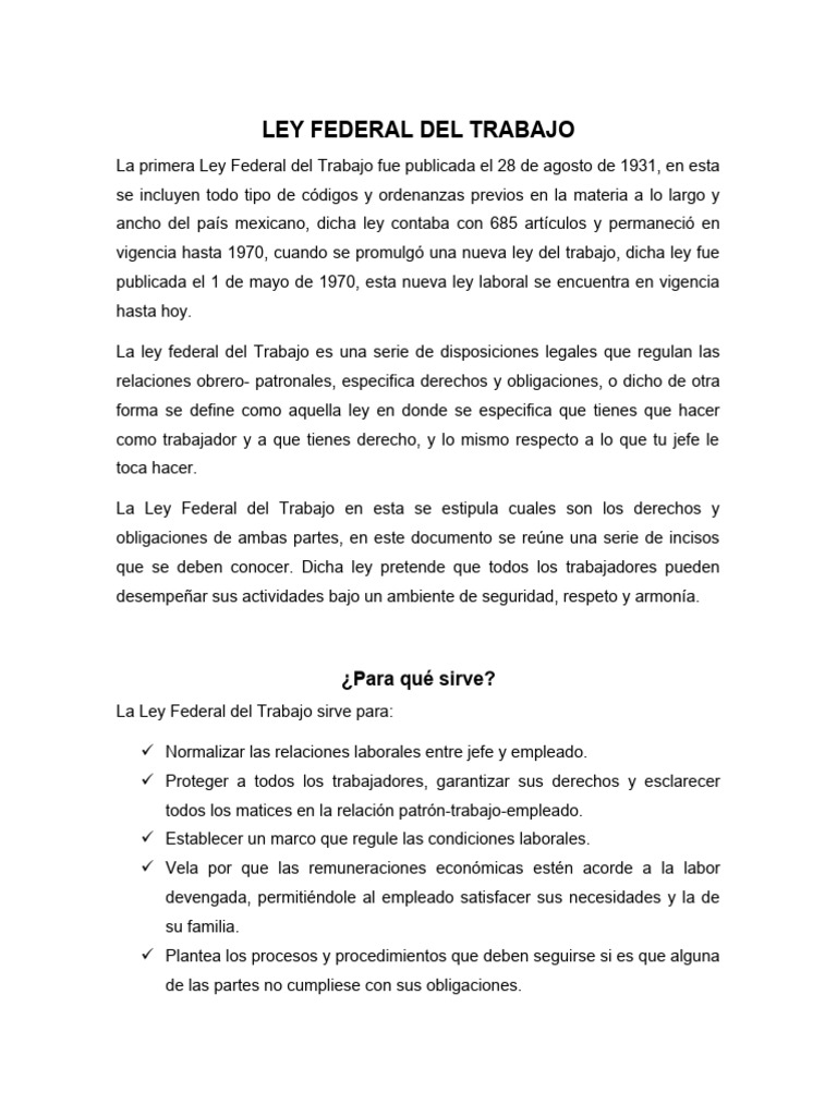 Ley Federal Del Trabajo Mexico Pdf – SCLH