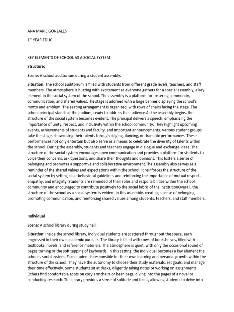School as a Social System | PDF | Teachers | Sustainability