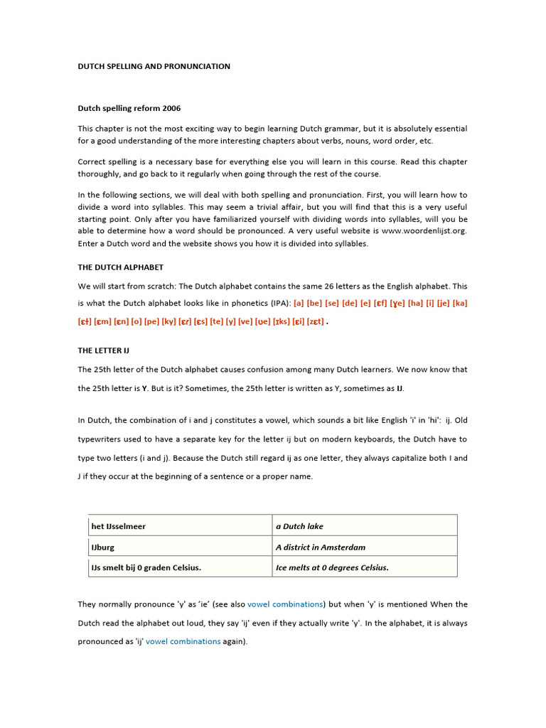 Dutch Spelling and Pronunciation | PDF | Stress (Linguistics) | English