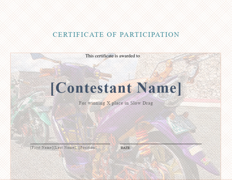 Participation Certificate for Racing Event | PDF