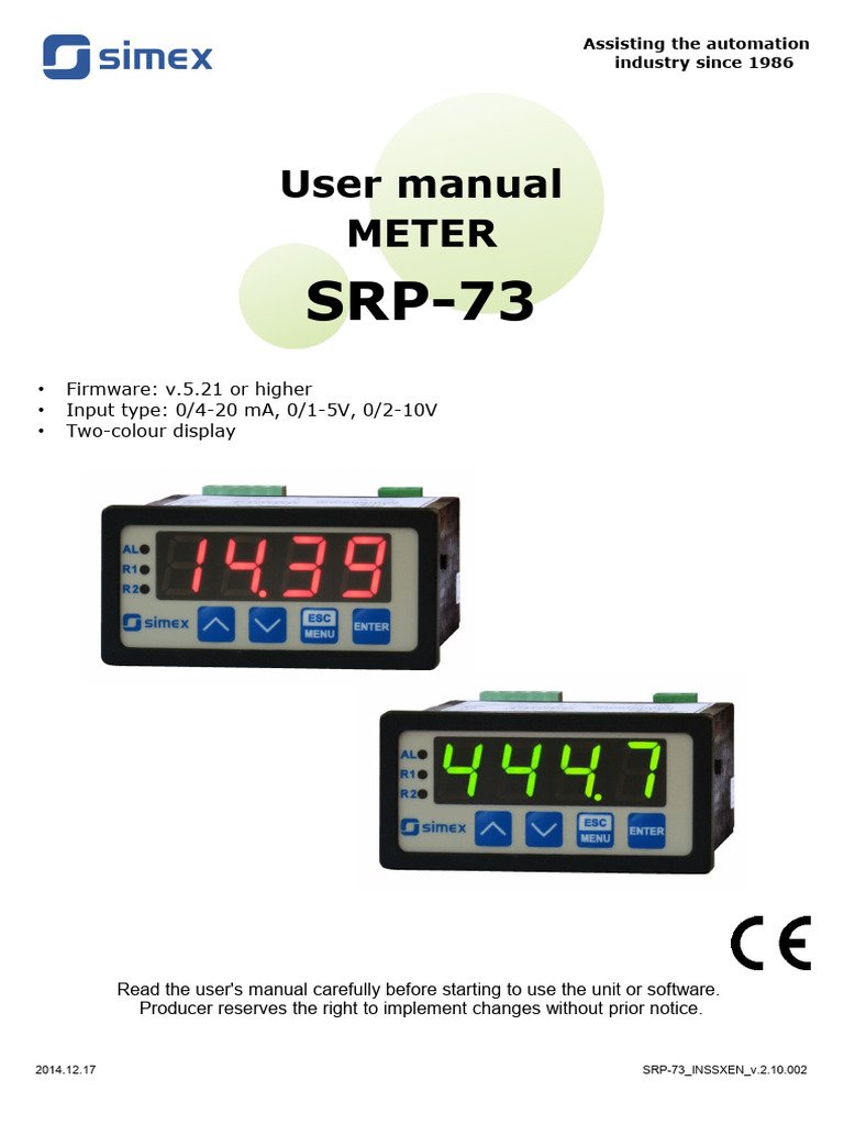 Simex Pressure Readout PDF Power Supply Electrical Wiring