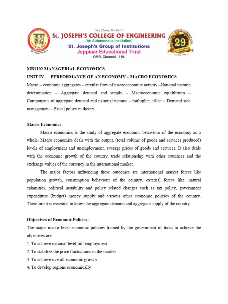 Mb1102 Me - U IV - Dr.r.arun | PDF | Cost Of Living | Fiscal Multiplier