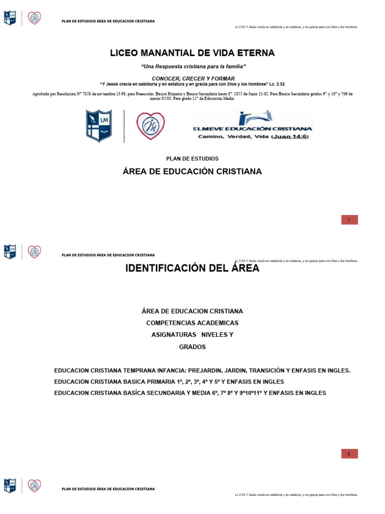 Plan de Estudios Ed. Cristiana Actualizado 2023 | PDF | Evaluación ...