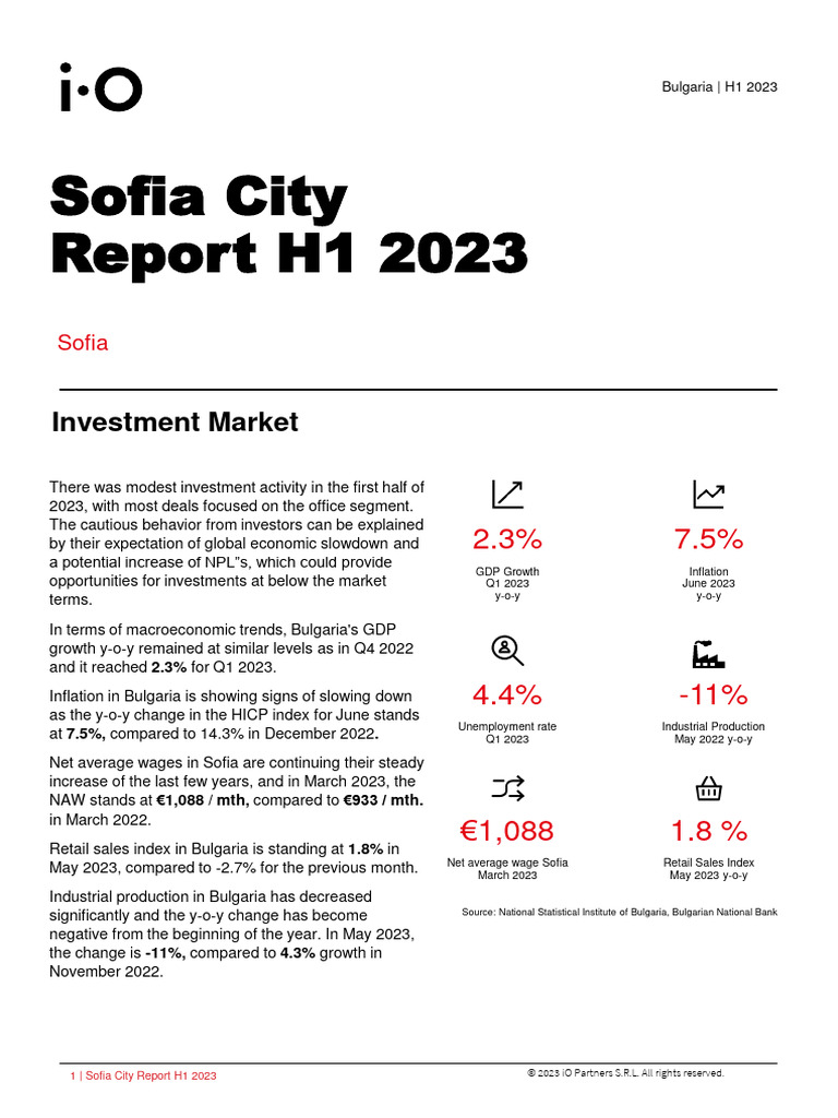 IO Sofia City Report H1 2023 | PDF | Inflation | Trade