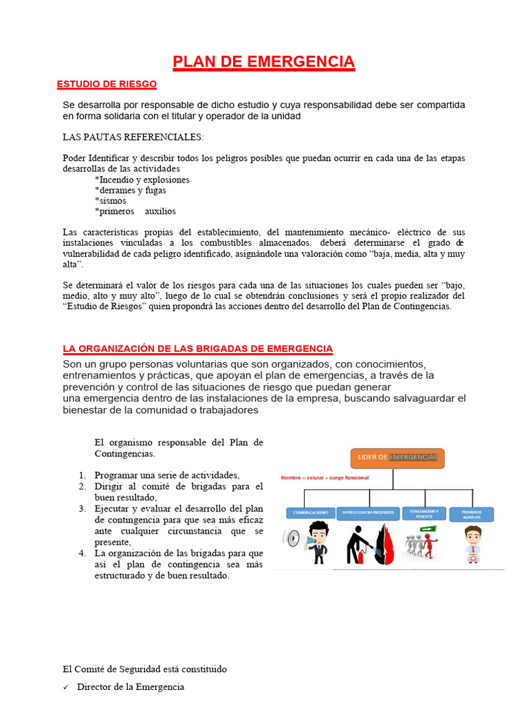 Plan de Emergencia y Evacuación | PDF | Primeros auxilios | Defensa Civil