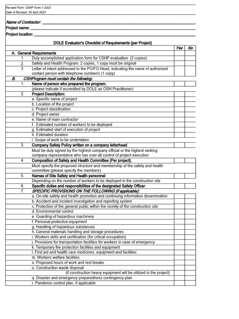CSHP Form T2 T3 | PDF | Occupational Safety And Health | Safety